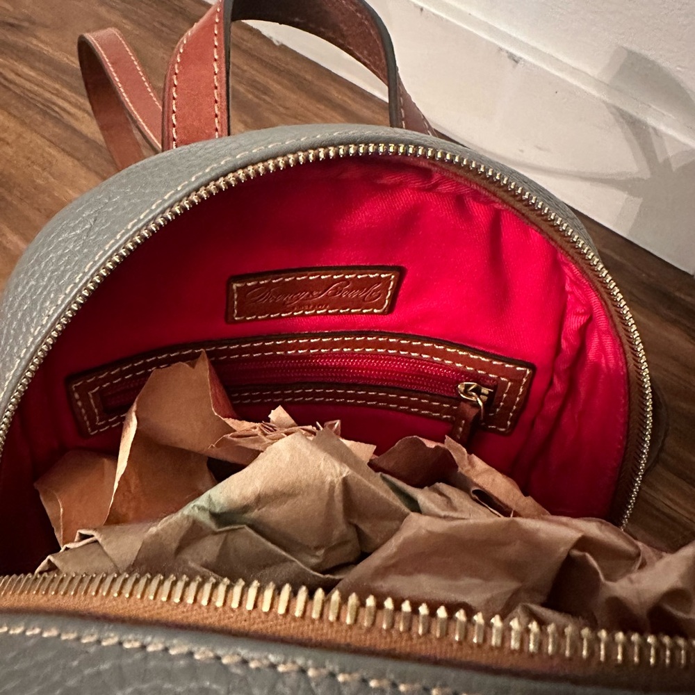 Dooney and Burke Charcoal Leather Backpack - Picture 4 of 10